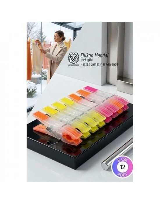 ® Premium 12li  Silikon Destekli Lüks Mandal Seti – Hassas Kıyafet Koruyucu & İz Yapmayan Modern Tasarım