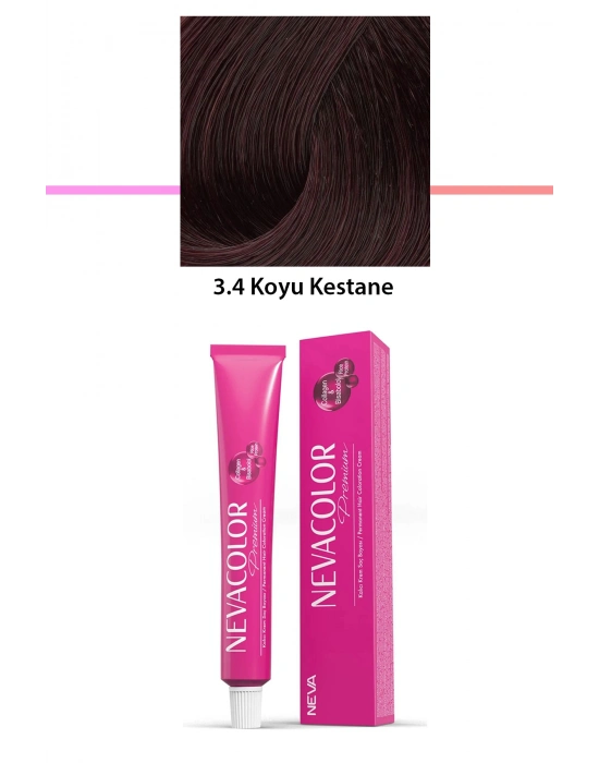 Premium 3.4 Koyu Kestane - Kalıcı Krem Saç Boyası 50 g Tüp