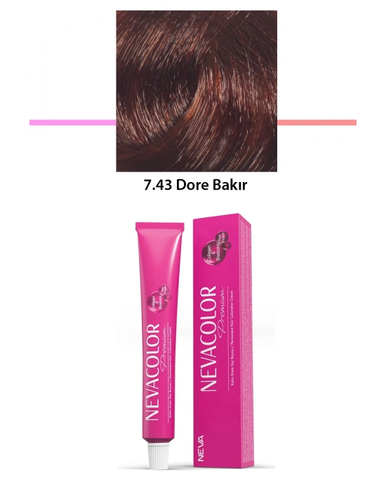 Premium 7.43 Dore Bakır - Kalıcı Krem Saç Boyası 50 g Tüp