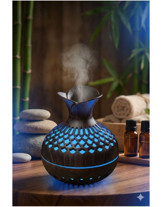 ® Premium Ahşap Desenli Ultrasonik Aromaterapi Difüzör & Hava Nemlendirici