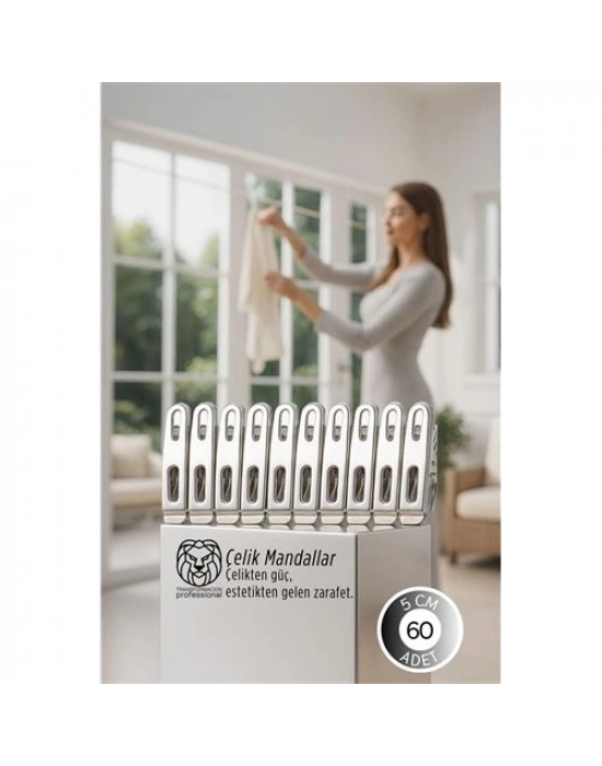 ® Premium Çelik Mandal Seti - 60lı Elite Seri, Endüstriyel Mukavemetli Çamaşır Mandalı