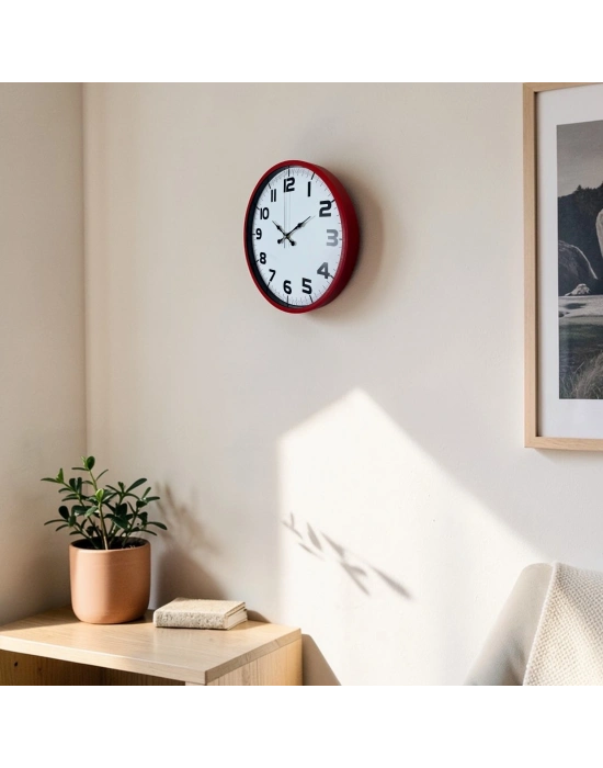 Premium Kırmızı 36 Cm Duvar Saati