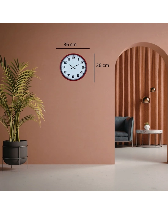 Premium Kırmızı 36 Cm Duvar Saati