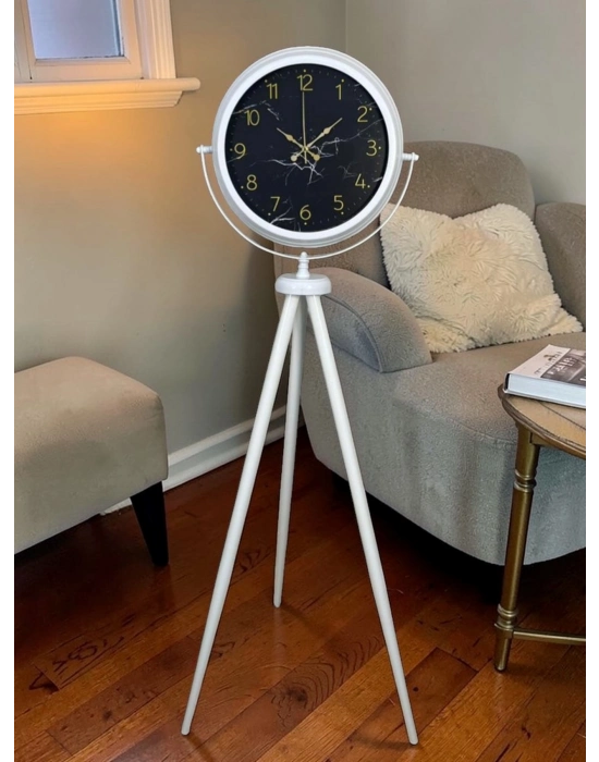 Premium Mermer Desenli Tripod Ayaklı Saat