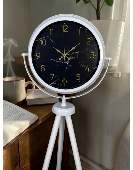 Premium Mermer Desenli Tripod Ayaklı Saat