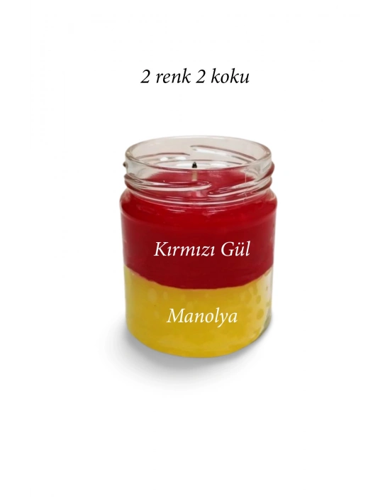 Premium Seri 2 Renk 2 Koku Sarı Kırmızı Beş Yıldız Kavanoz Mum 210 cc - RYL