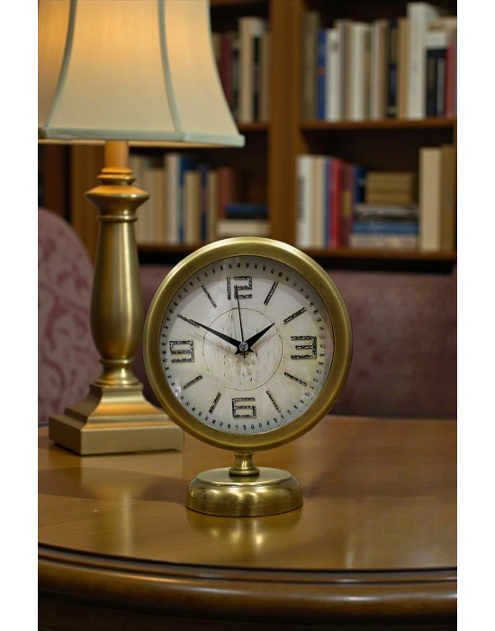 ® Premium Vintage 25 x 20 Cm Eskitme Metal Masa Saati