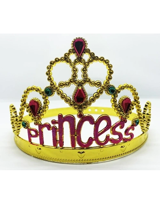 Prenses Yazılı Altın Renk Ayarlanabilir Parti Tacı 60 Cm