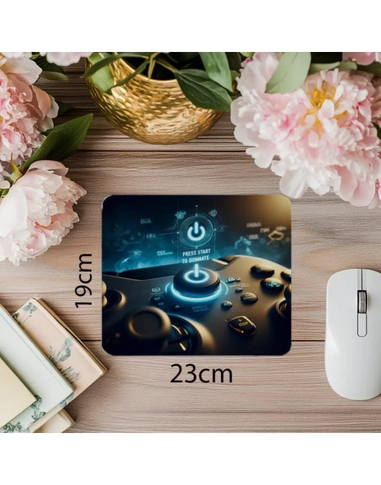 Press Start Yazılı Güçlü Gamer Mousepad - 19x23 cm 2 mm Dikdörtgen İthal Baskılı Mouse Pad