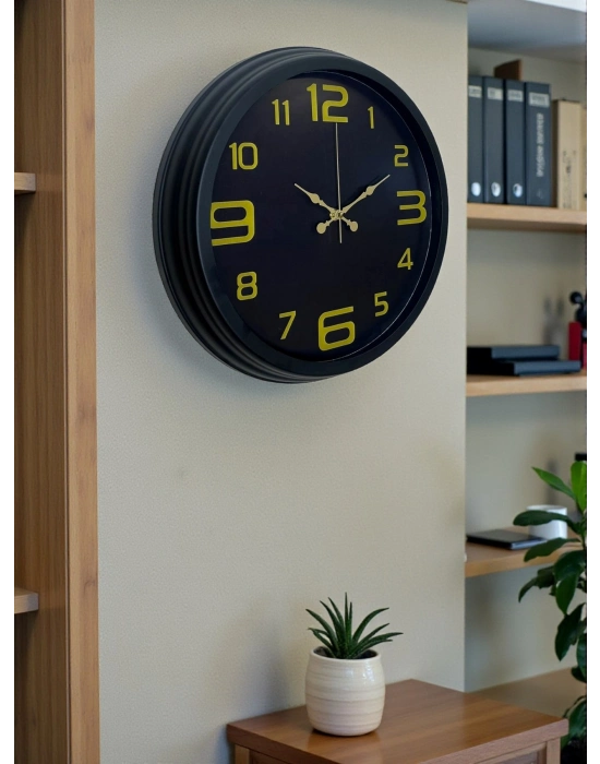 ® Prime Black 40 cm Metal Modern Tasarım Duvar Saati