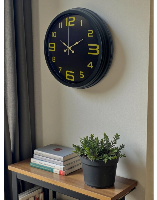 ® Prime Black 40 cm Metal Modern Tasarım Duvar Saati