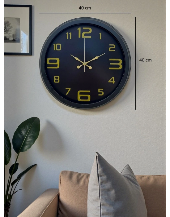 ® Prime Black 40 cm Metal Modern Tasarım Duvar Saati