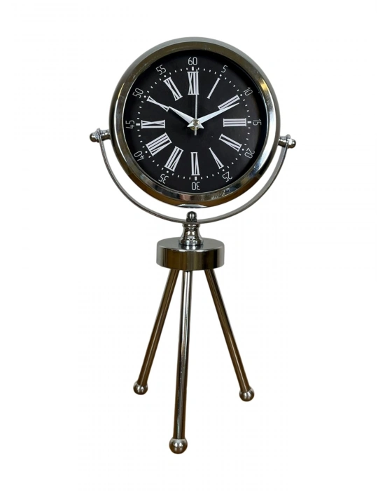 ® Prime Krom Üç Ayaklı Metal Masa Saati