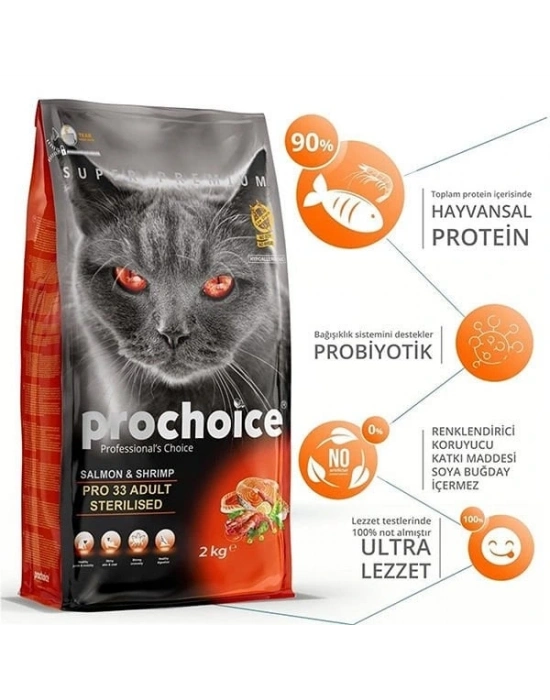 Pro Choice Pro 33 Sterilised Somonlu Kısırlaştırılmış Kedi Maması 15 Kg