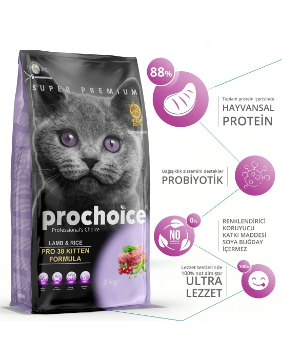 Pro Choice Pro 38 Kitten Kuzu Etli Yavru Kedi Maması 2 Kg