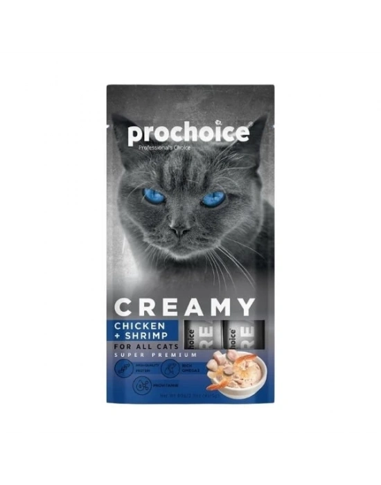 Prochoice Creamy Tavuklu ve Karidesli Sıvı Kedi Ödül Maması 1 Adet 4x15 Gr