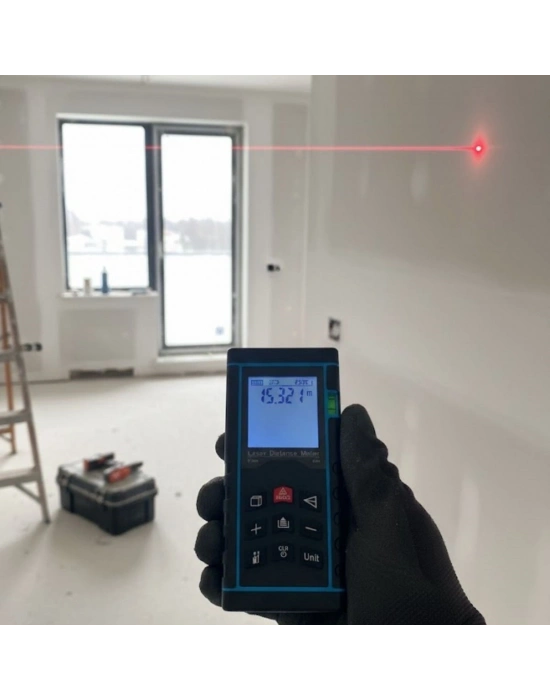 ®  Profesyonel 40 Metre Dijital Lazer Metre Ölçüm Cihazı-LCD Ekranlı,Su Terazili,Pisagor Ölçüm Fonksiyonlu,20 Kayıt Hafızalı,Hassas Lazer Ölçer