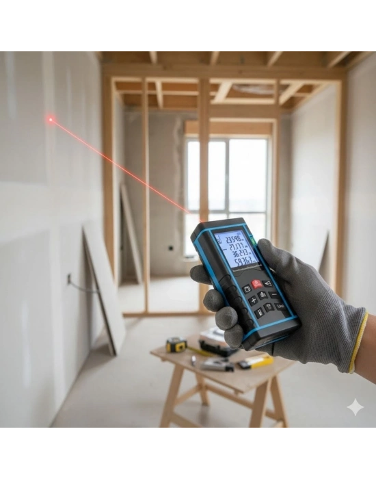 ®  Profesyonel 40 Metre Dijital Lazer Metre Ölçüm Cihazı-LCD Ekranlı,Su Terazili,Pisagor Ölçüm Fonksiyonlu,20 Kayıt Hafızalı,Hassas Lazer Ölçer