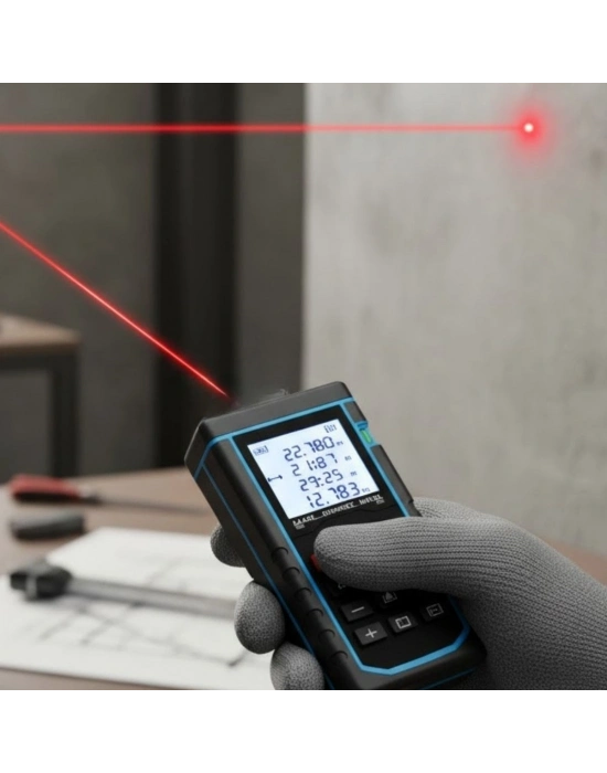 ®  Profesyonel 40 Metre Dijital Lazer Metre Ölçüm Cihazı-LCD Ekranlı,Su Terazili,Pisagor Ölçüm Fonksiyonlu,20 Kayıt Hafızalı,Hassas Lazer Ölçer