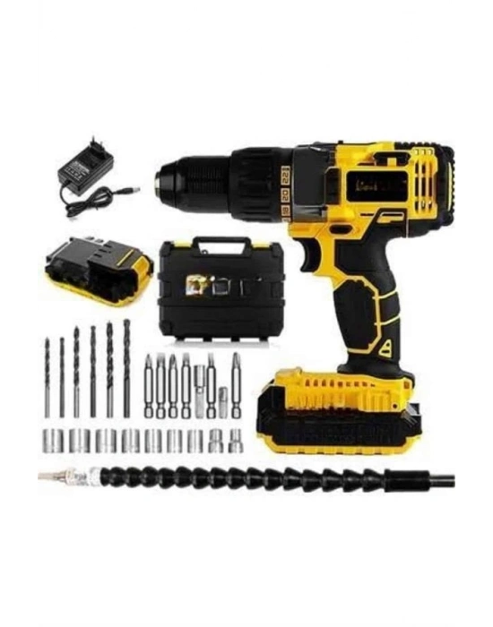 Profesyonel Çift Bataryalı Akülü Vidalama Şarjlı Matkap 24 Parça