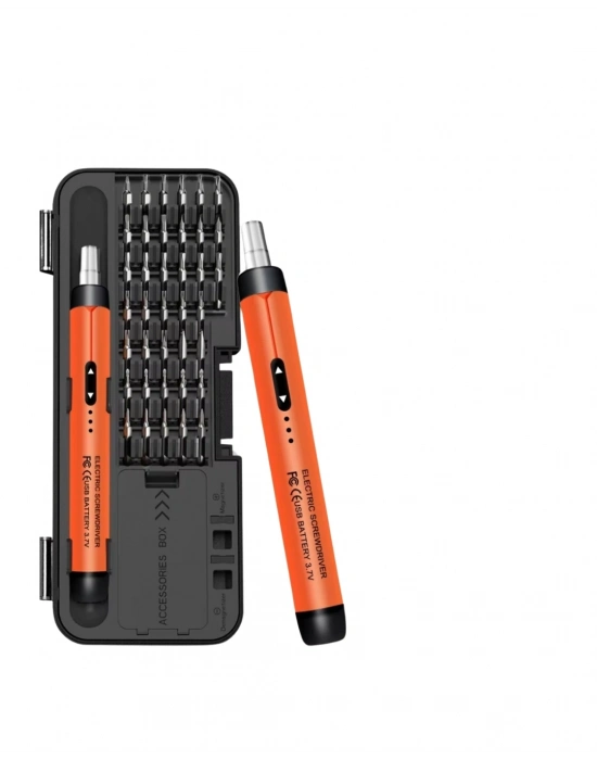 ® Profesyonel Elektrikli Tornavida Seti 600mAh Şarjlı 38 Parça Hassas Vida Seti