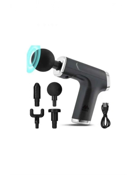 ® Profesyonel Masaj Tabancası Sporcu Masaj Aleti 4 Başlıklı Şarjlı Titreşimli