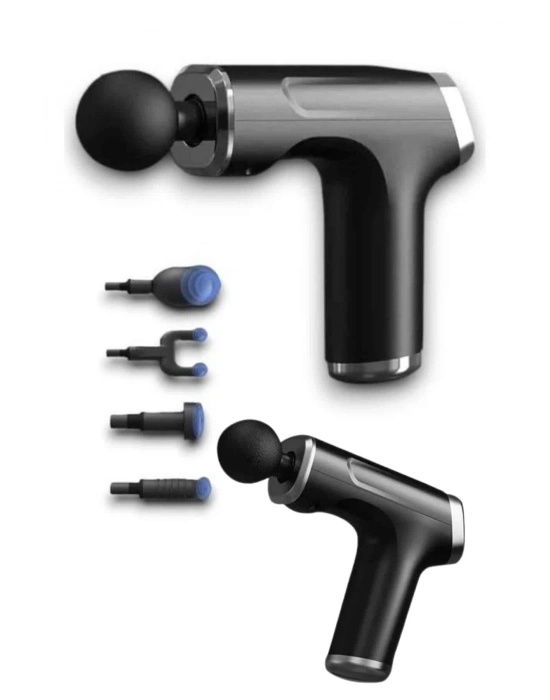 ® Profesyonel Masaj Tabancası Sporcu Masaj Aleti 4 Başlıklı Şarjlı Titreşimli