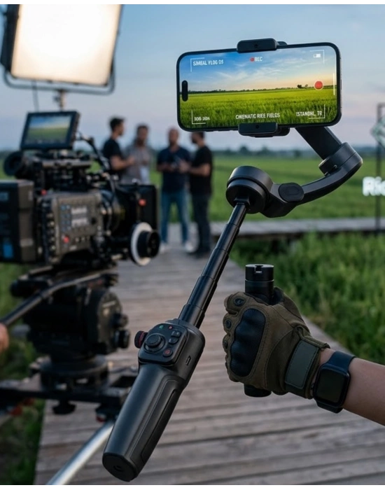 Profesyonel Telefon Video Sabitleyici Gimbal Stabilizer Vlog Aparatı