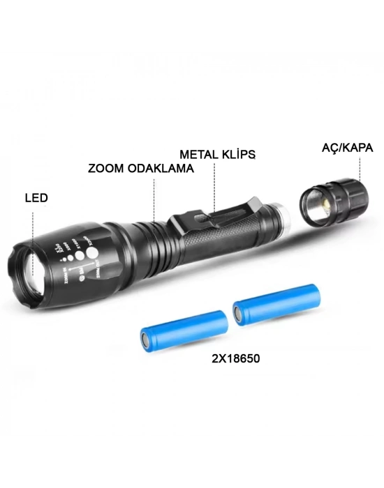 Profesyonel Tx6 Şarjlı Zoomlu El Feneri Wt-241