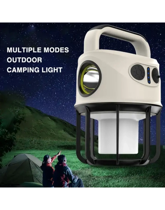 Ps-22025 Çift Işıklı Type-c Powerbank Özellikli Taşınabilir Şarj Edilebilir Kamp Lambası