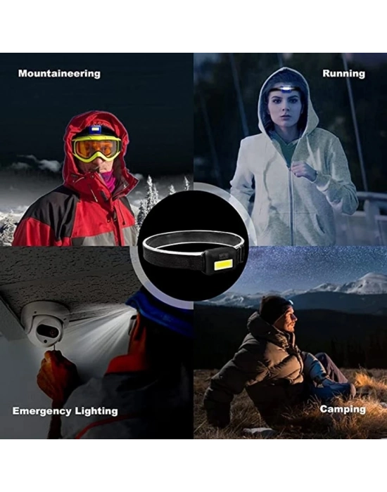 Ps-t89 Mini Pilli Cob Led 3 Mod Su Geçirmez Kafa Feneri Lambası