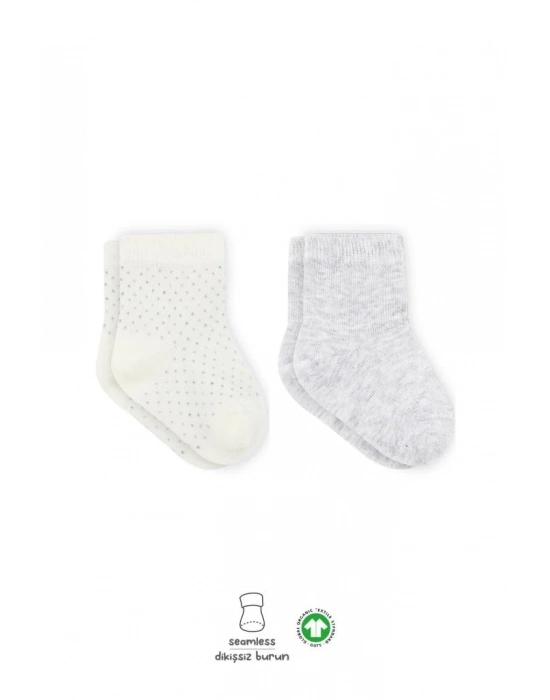 ®   Puan Derby Penye Soket Çorap 2Li BS10103 Gri Ekru