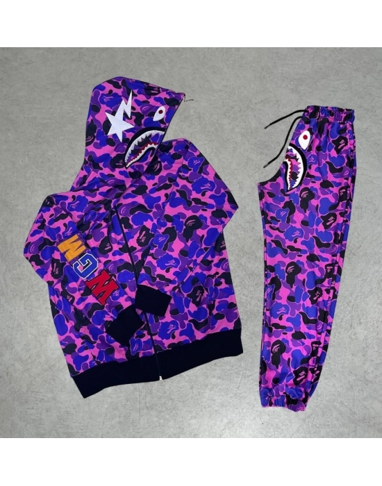 Pubg Bape x Shark Eşofman Takımı - Mor