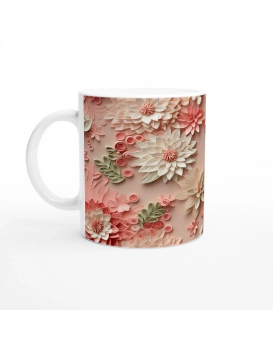 Pudra Bahçesi Çiçekli Rölyef Kupa Bardak