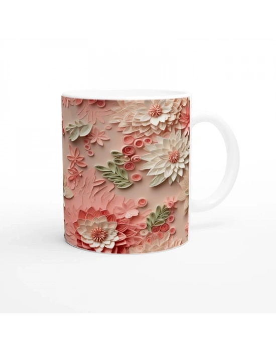 Pudra Bahçesi Çiçekli Rölyef Kupa Bardak