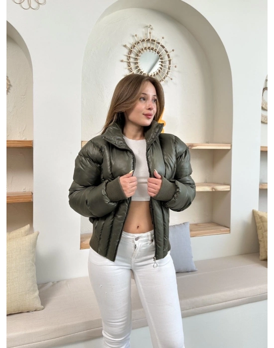 Puffer kısa mont haki st25534