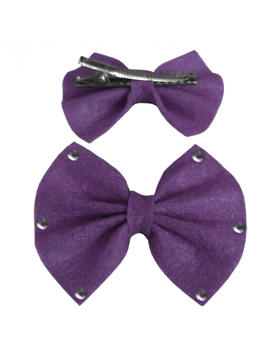 Pullu Keçe Kedi Köpek Tokası Mor 4.5-5.5 cm ( 2 Adet )