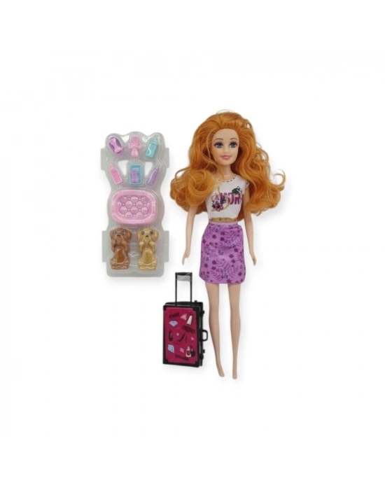 Puppy Bella 30 cm Bebek ve Köpek Bakım Seti - Lila Elbise