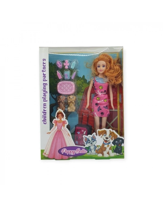 Puppy Bella 30 cm Bebek ve Köpek Bakım Seti - Pembe Elbise