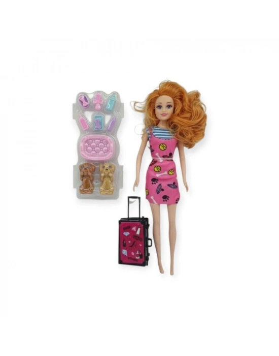 Puppy Bella 30 cm Bebek ve Köpek Bakım Seti - Pembe Elbise