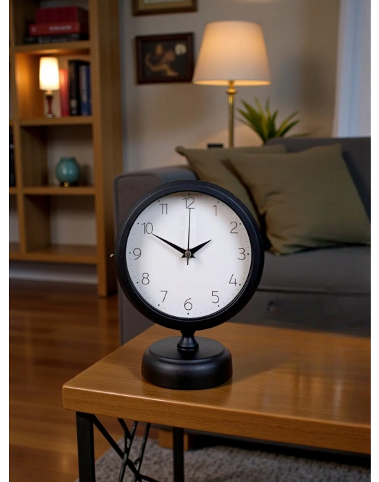 Pure Black 25 x 20 Cm Metal Modern Masa Saati