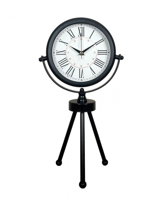 ® Pure Black Roma Rakamlı Üç Ayaklı Metal Masa Saati