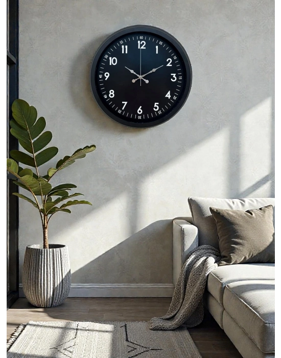 ® Pure Dark Black 40 Cm Metal Duvar Saati