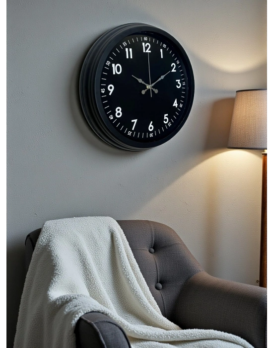 ® Pure Dark Black 40 Cm Metal Duvar Saati