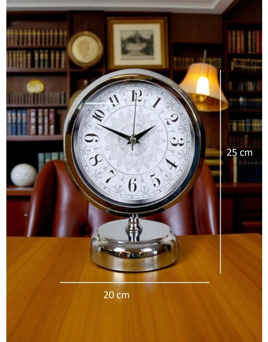 Pure Elegance 25 x 20 Cm Metal Desenli Masa Saati