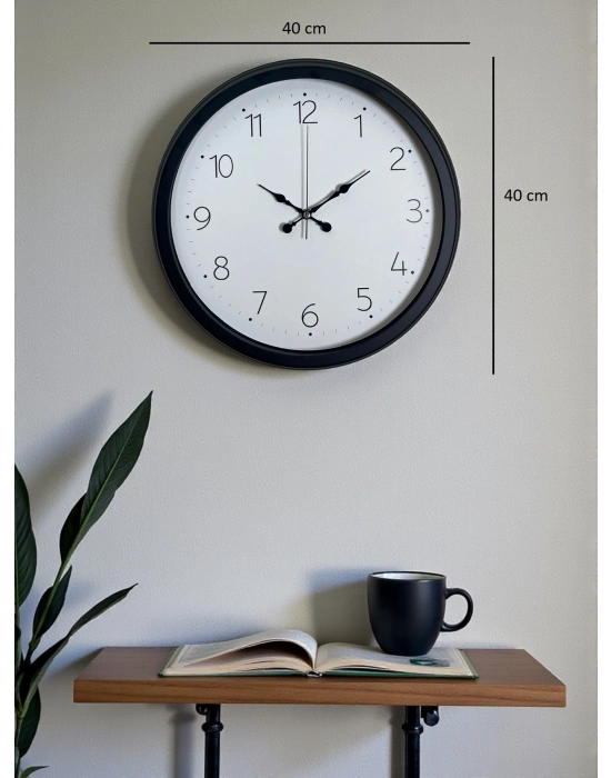 ® Pure Time Black 40 Cm Metal Duvar Saati