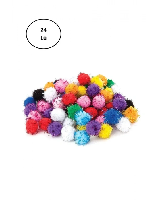 Puti Pom Pom Karışık Metalik 10mm-20mm-30 mm 24lü