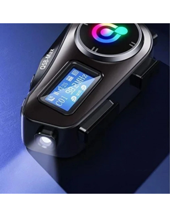 ®  Q58 Motorsikletler İçin Fener Özellikli SD Kart Bölümlü LCD Ekranlı Kablosuz Bluetooth Kulaklıklı – Suya Dayanıklı Kask Kulaklığı