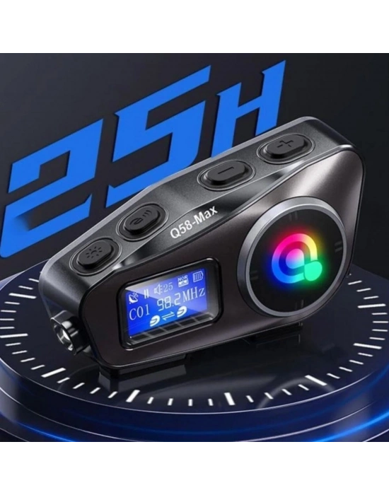 ®  Q58 Motorsikletler İçin Fener Özellikli SD Kart Bölümlü LCD Ekranlı Kablosuz Bluetooth Kulaklıklı – Suya Dayanıklı Kask Kulaklığı