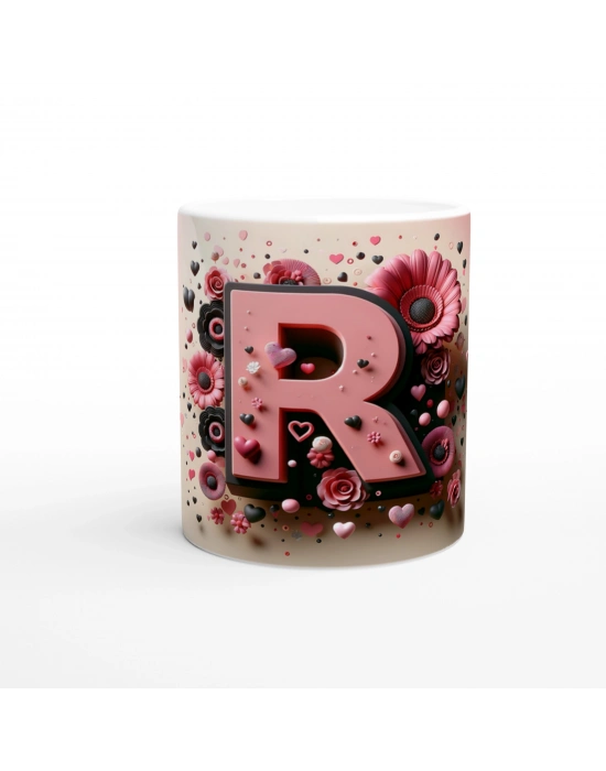 R Harfi Modern Tasarımlı Kupa Bardak